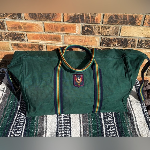 Vintage 90s Polo Ralph Lauren Uni Crest Hunter Green Duffle Bag Travel many pix - Picture 1 of 16